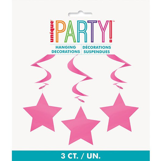 Star Hanging Swirls - Hot Pink (Pack of 3) - The Party Marketplace