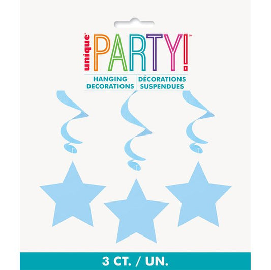 Star Hanging Swirls - Powder Blue (Pack of 3) - The Party Marketplace