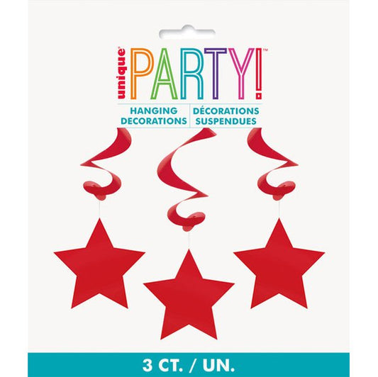 Star Hanging Swirls - Ruby Red (Pack of 3) - The Party Marketplace