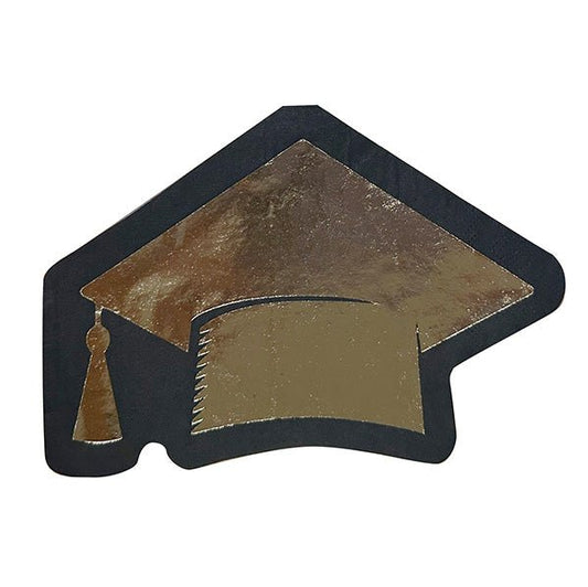 Starry Graduation Foil Stamped Cap Shaped Luncheon Napkins (Pack of 16) - The Party Marketplace