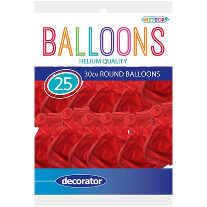 Strawberry Red Decorator Balloons 30cm (Pack of 25) - The Party Marketplace