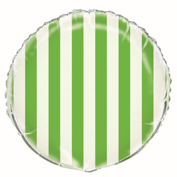 Stripes Foil Balloon 45cm - Lime Green - The Party Marketplace