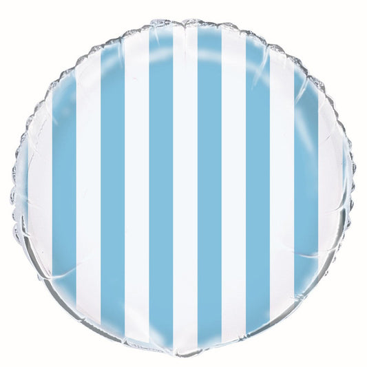 Stripes Foil Balloon 45cm - Powder Blue - The Party Marketplace