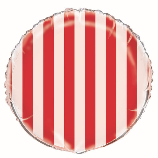 Stripes Foil Balloon 45cm - Ruby Red - The Party Marketplace