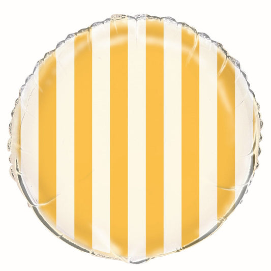 Stripes Foil Balloon 45cm - Sunflower Yellow - The Party Marketplace