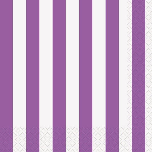 Stripes Pretty Purple Luncheon Napkins (Pack of 16) - The Party Marketplace