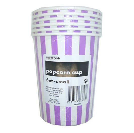 Stripes Pretty Purple Paper Popcorn Cups - Small (Pack of 6) - The Party Marketplace