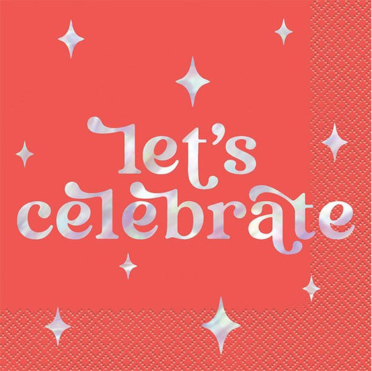 Summer Disco "Celebrate" Foil Stamped Luncheon Napkins (Pack of 16) - The Party Marketplace
