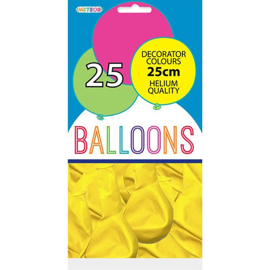 Sunburst Yellow Decorator Balloons 25cm (Pack of 25) - The Party Marketplace