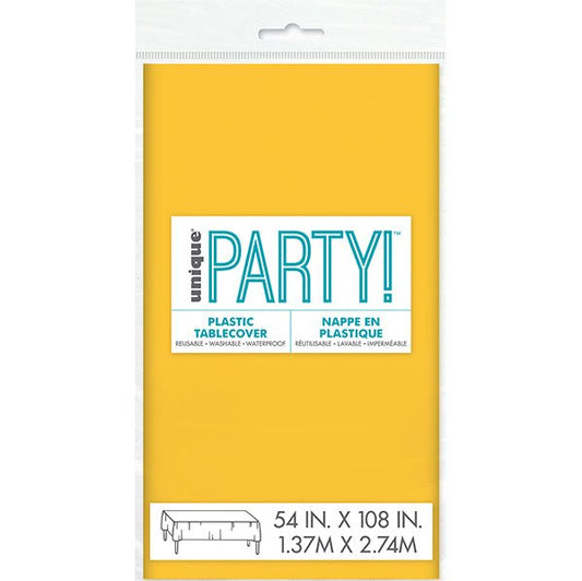 Sunflower Yellow Rectangular Plastic Tablecover 137cm x 274cm - The Party Marketplace