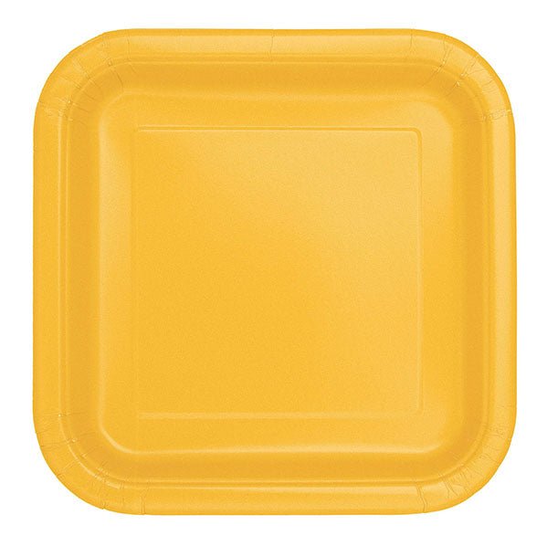 Sunflower Yellow Square Paper Plates 23cm (Pack of 8) - The Party Marketplace