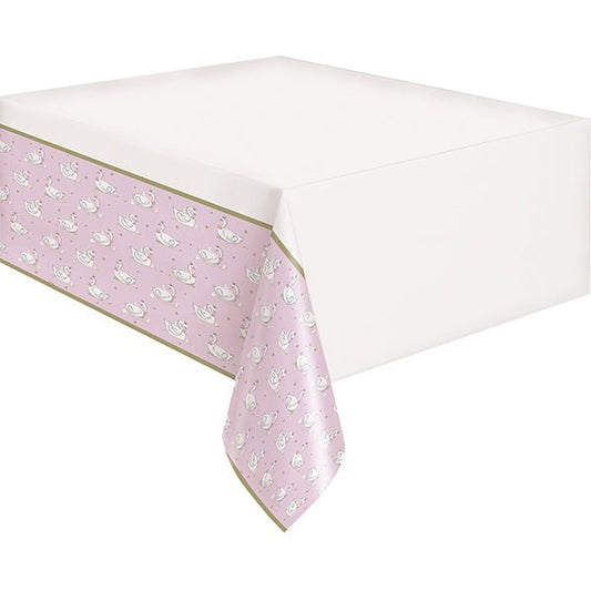 Swan Birthday Printed Tablecover 137cm x 213cm - The Party Marketplace