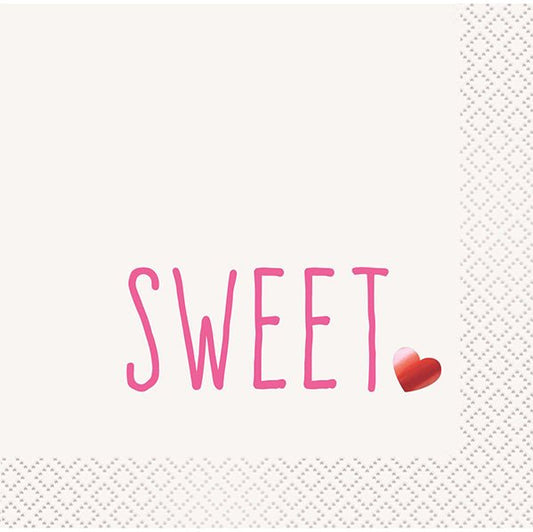 Sweet Foil Stamped Beverage Napkins (Pack of 16) - The Party Marketplace
