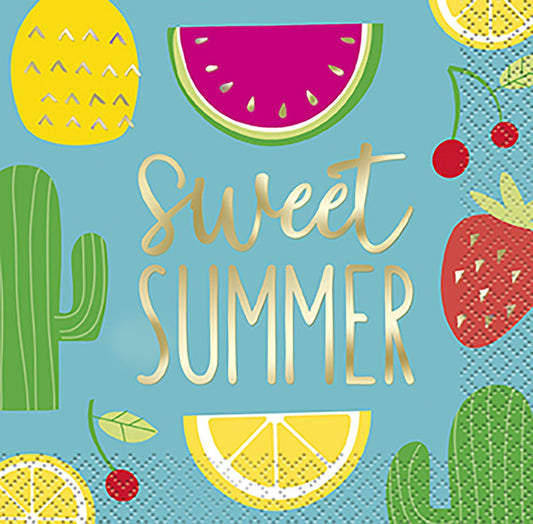 "Sweet Summer" Foil Stamped Beverage Napkins (Pack of 20) - The Party Marketplace