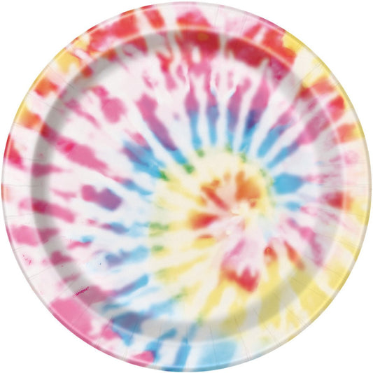 Tie Dye Swirl Paper Plates 23cm (Pack of 8) - The Party Marketplace