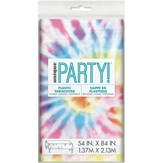 Tie Dye Swirl Printed Tablecover 137cm x 213cm - The Party Marketplace