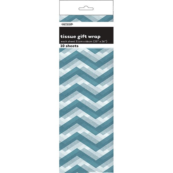 Tissue Paper - Caribbean Teal Chevron (10 Sheets) - The Party Marketplace