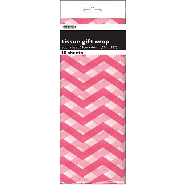 Tissue Paper - Hot Pink Chevron (10 Sheets) - The Party Marketplace