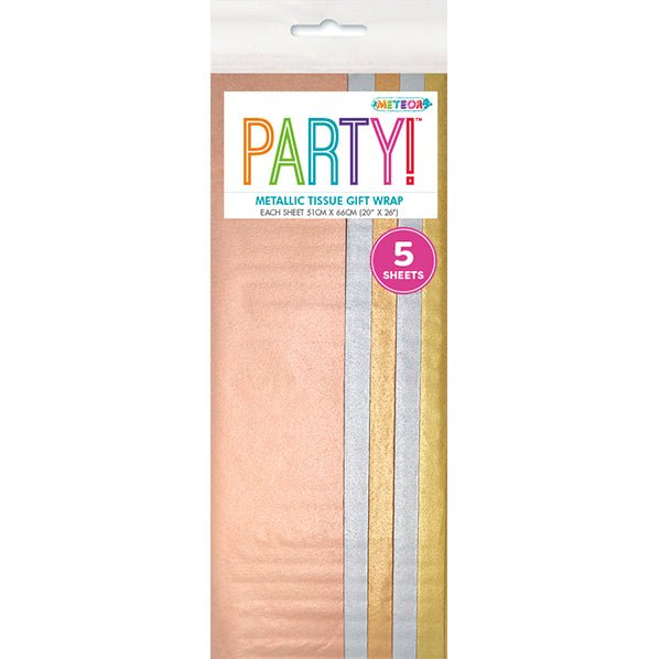 Tissue Paper - Metallic Assorted (5 Sheets) - The Party Marketplace