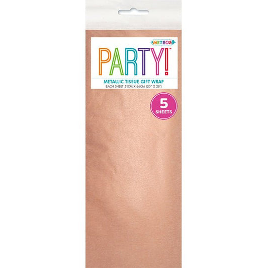 Tissue Paper - Metallic Rose Gold (5 Sheets) - The Party Marketplace