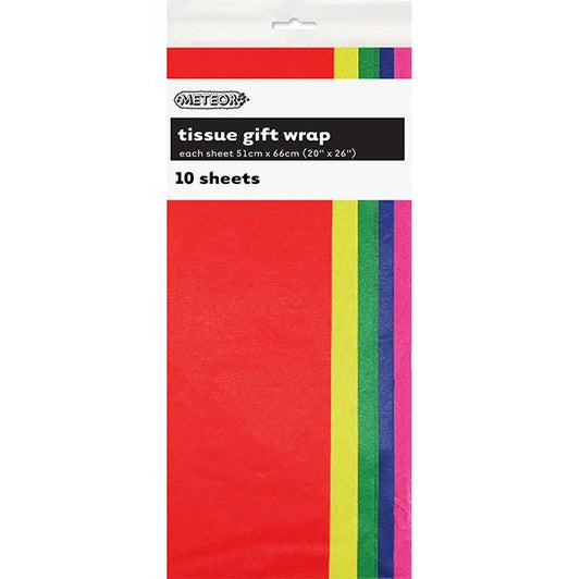 Tissue Paper - Primary Assorted Colours (10 Sheets) - The Party Marketplace