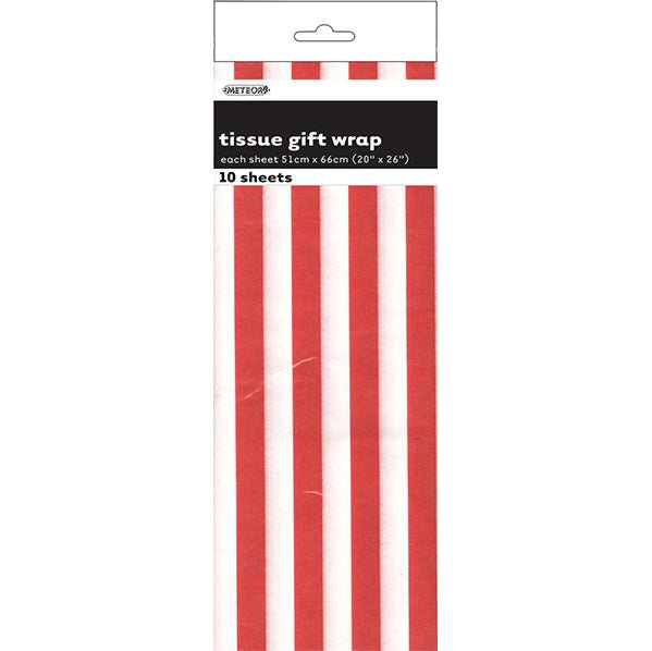 Tissue Paper - Red Stripes (10 Sheets) - The Party Marketplace