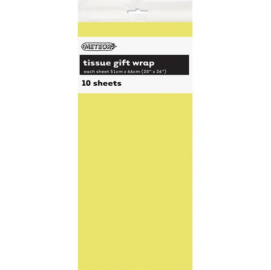 Tissue Paper - Soft Yellow (10 Sheets) - The Party Marketplace