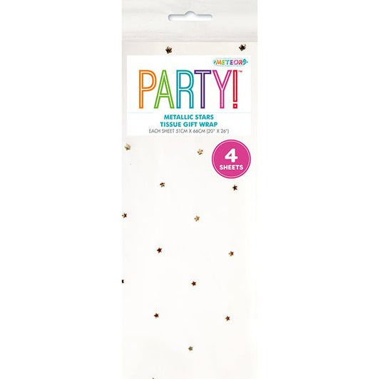 Tissue Paper - White with Metallic Rose Gold Diamonds (4 Sheets) - The Party Marketplace
