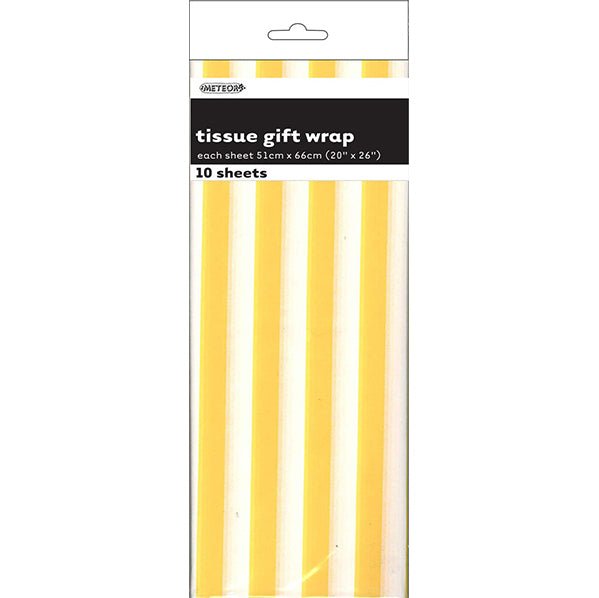 Tissue Paper - Yellow Stripes (10 Sheets) - The Party Marketplace