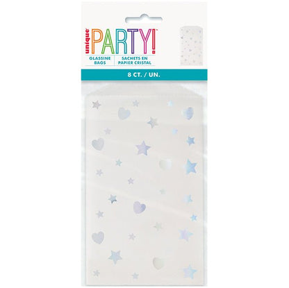 Treat Bags - Iridescent Heart & Star Glassine (Pack of 8) - The Party Marketplace