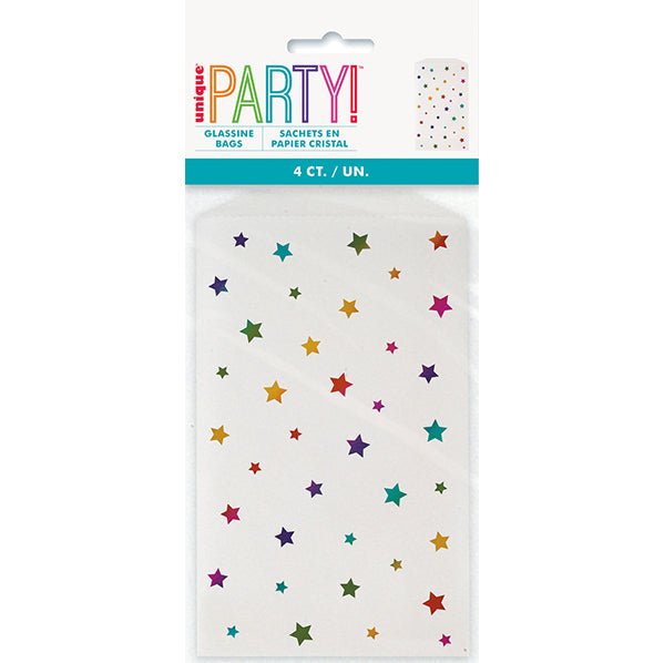Treat Bags - Rainbow Star Foil Stamped Glassine (Pack of 4) - The Party Marketplace