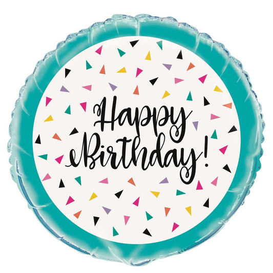 Triangle Confetti "Happy Birthday" Foil Balloon 45cm - The Party Marketplace