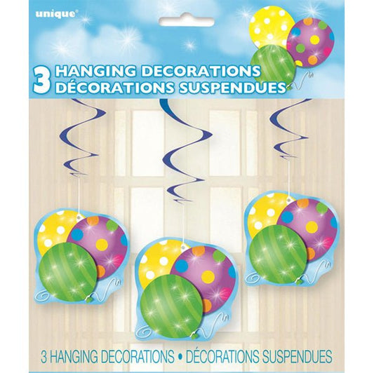 Twinkle Balloons Hanging Swirl Decorations (Pack of 3) - The Party Marketplace