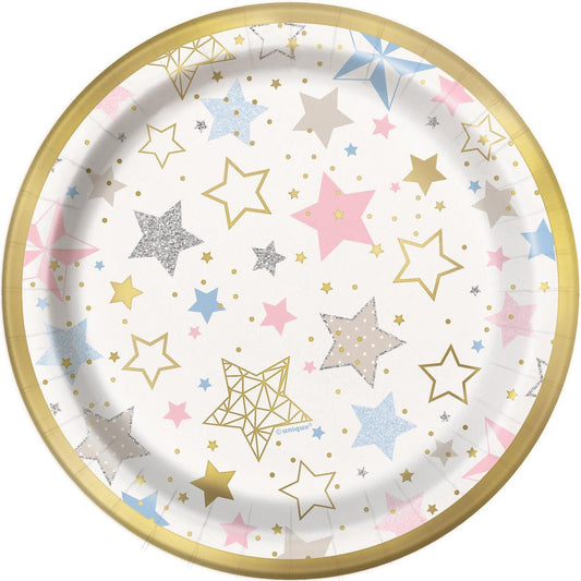 Twinkle Star Foil Stamped Paper Plates 18cm (Pack of 8) - The Party Marketplace