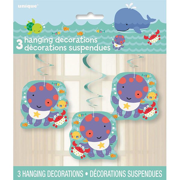 Under The Sea Pals Hanging Swirl Decorations (Pack of 3) - The Party Marketplace