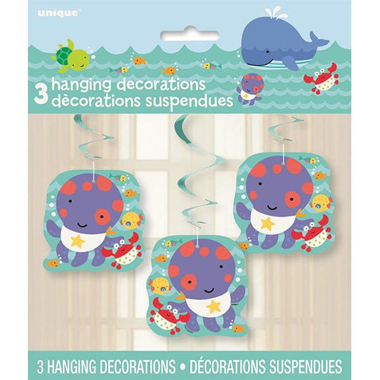 Under The Sea Pals Hanging Swirl Decorations (Pack of 3) - The Party Marketplace