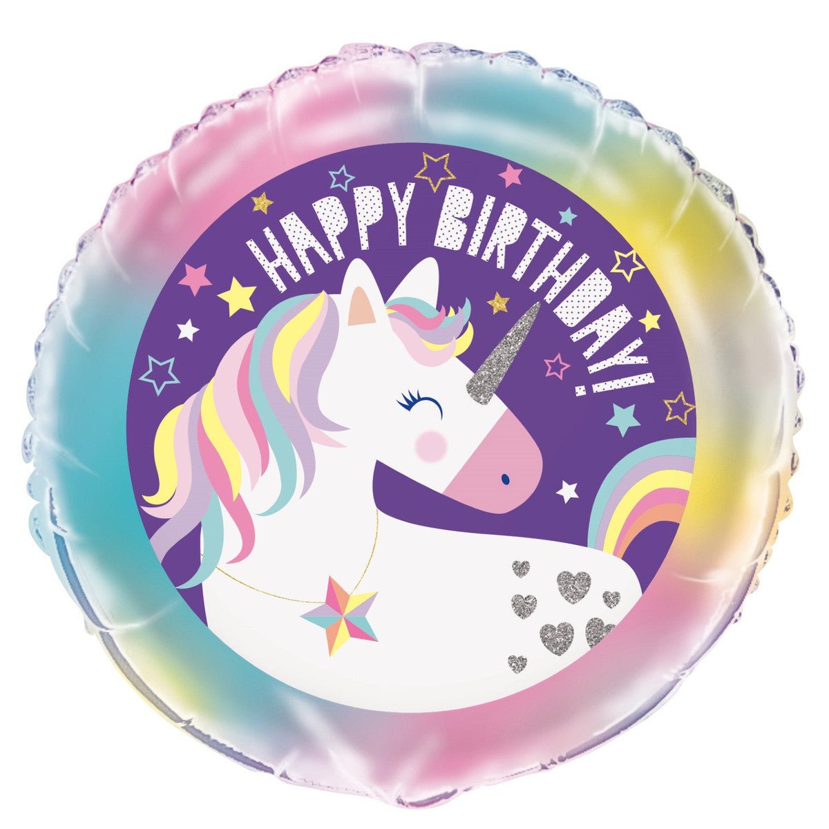 Unicorn "Happy Birthday" Foil Balloon 45cm - The Party Marketplace