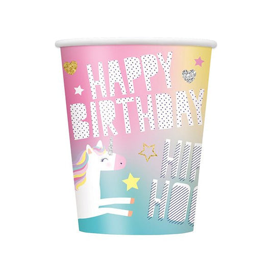 Unicorn Party Paper Cups 270ml (Pack of 8) - The Party Marketplace