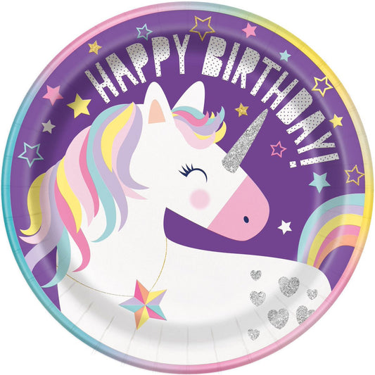 Unicorn Party Paper Plates 23cm (Pack of 8) - The Party Marketplace