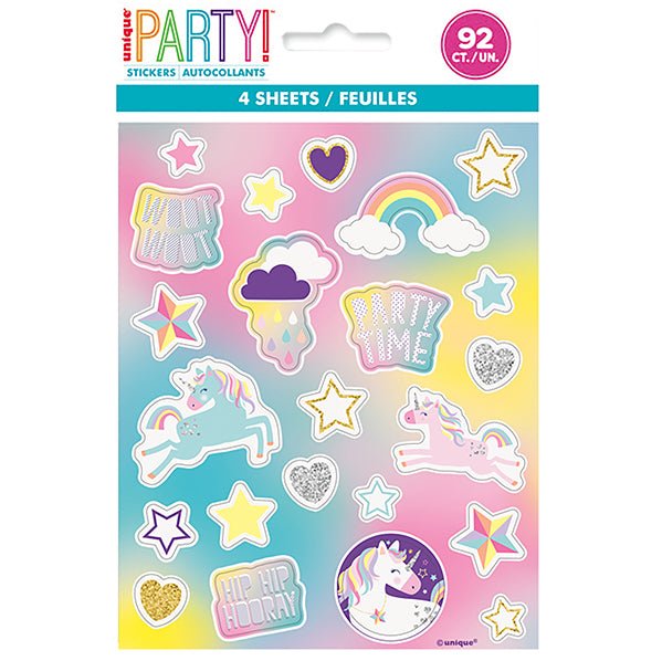 Unicorn Party Stickers (4 sheets) - The Party Marketplace