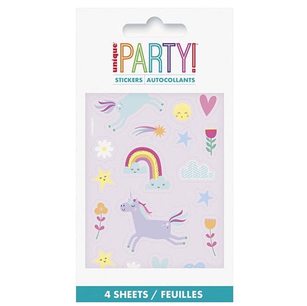 Unicorn Stickers (4 sheets) - The Party Marketplace