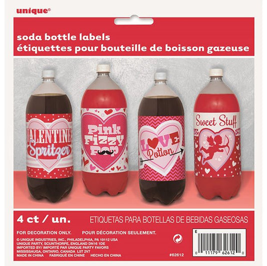 Valentine Soft Drink Labels (Pack of 4) - The Party Marketplace