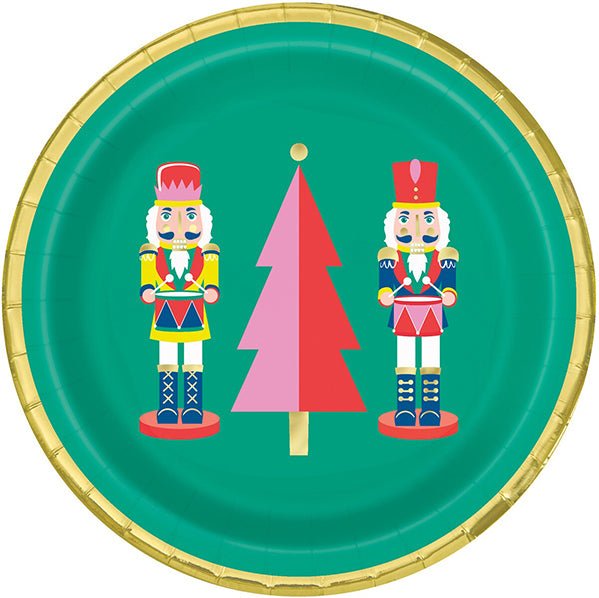 Vibrant Christmas Foil Stamped Paper Plates 18cm (Pack of 8) - The Party Marketplace