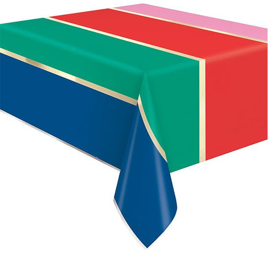 Vibrant Christmas Printed Foil Tablecover 137cm x 213cm - The Party Marketplace