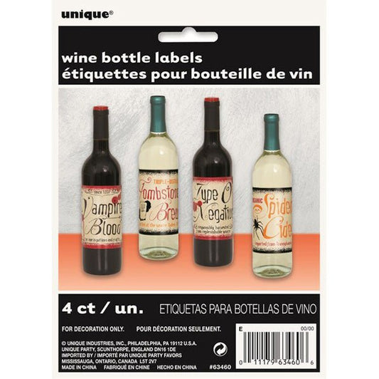 Vintage Halloween Wine Bottle Labels (Pack of 4) - The Party Marketplace