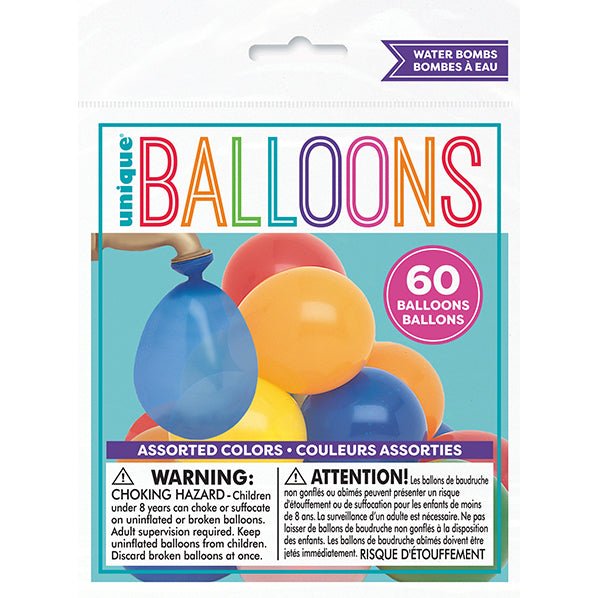 Waterbomb Balloons - Assorted Colours (Pack of 60) - The Party Marketplace