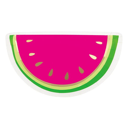 Watermelon Shaped Paper Plates (Pack of 8) - The Party Marketplace