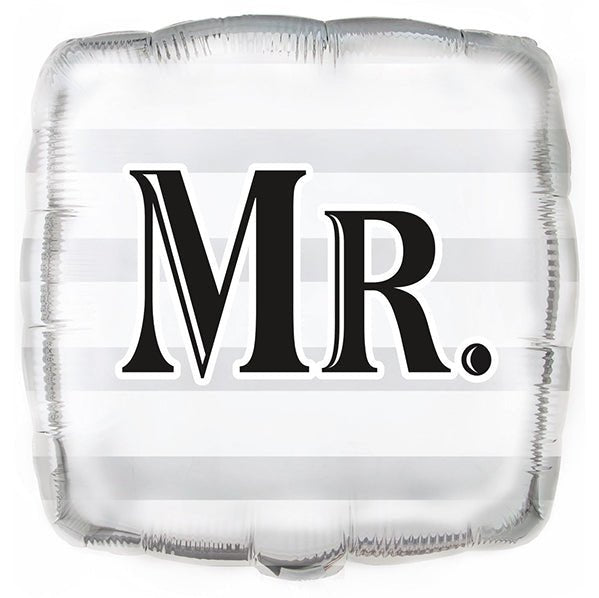 Wedding "Mr" Square Foil Balloon 45cm - The Party Marketplace