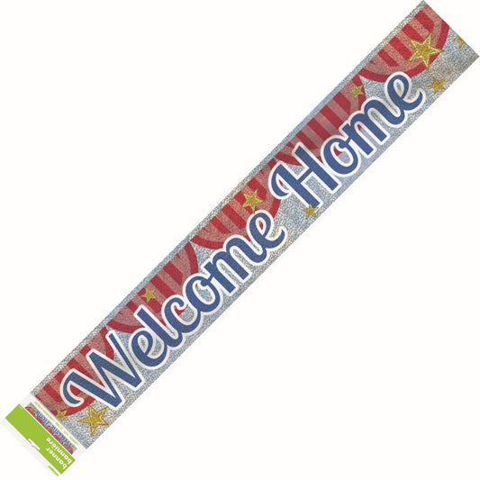 Welcome Home Prismatic Foil Banner (9ft) - The Party Marketplace