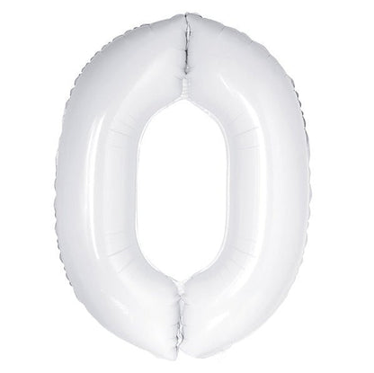 White "0" Numeral Foil Balloon (86cm) - The Party Marketplace